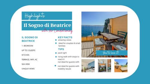a screenshot of a website for a rental apartment at Il Sogno di Beatrice Luxury Apartment with Views in Manarola