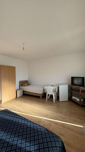 a bedroom with a bed and a tv in it at Appartemani EMIE in Donji Štoj