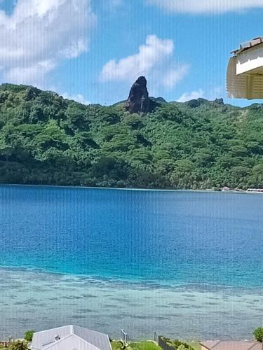 a view of a large body of water with a mountain at TEMATAOAVEA Dortoir in Fare