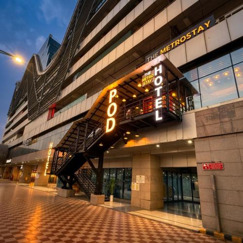 a building with a sign that says b casino at Metro POD Hotel at New Delhi Metro & Railway Station in New Delhi