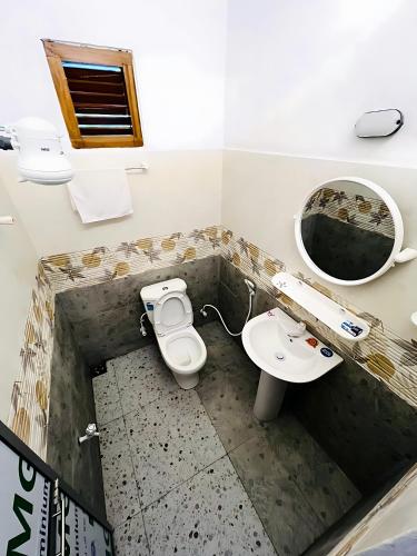 a bathroom with a toilet and a sink and a mirror at Mandaram Nuwara Sunset Villa in Nuwara Eliya