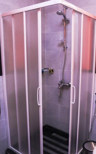 a shower with a glass door in a bathroom at Almadiafa - المضيفه in Cairo