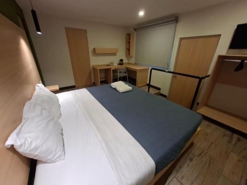 a bedroom with a bed and a desk in it at Hotel casa el Palomar -5 in San Baltasar