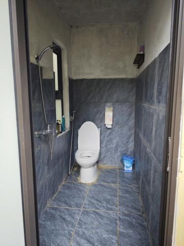 a bathroom with a toilet and a shower at Nùng Indigo in Cao Bằng