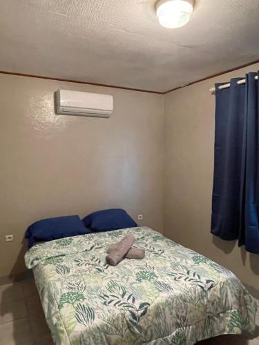 a bedroom with a bed with a towel on it at NAEHU TEMAUI A MATUANUI Lodge in Tiputa