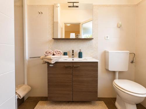 a bathroom with a toilet and a sink at Apartment MAGAŠ in Vrbnik