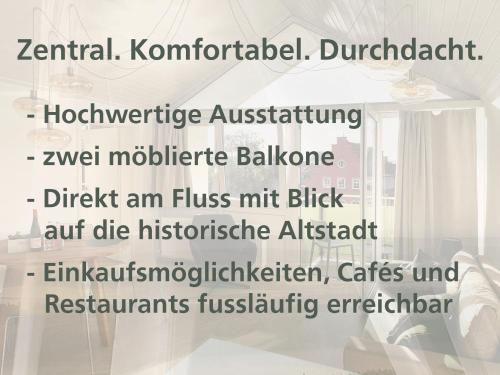 a sign in a room with a chair at nava-suites - 2-Zi-Appartement mit Naheblick mitten in Bad Kreuznach in Bad Kreuznach