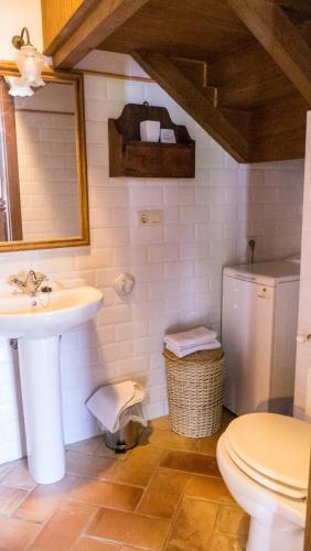 a bathroom with a sink and a toilet at Casa del Sur El Collau in Porrúa