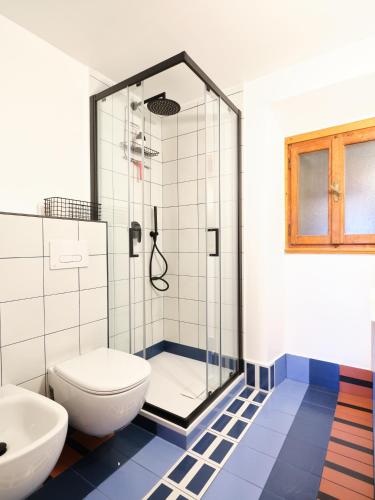 a bathroom with a shower and a toilet and a sink at La Donota in Trieste