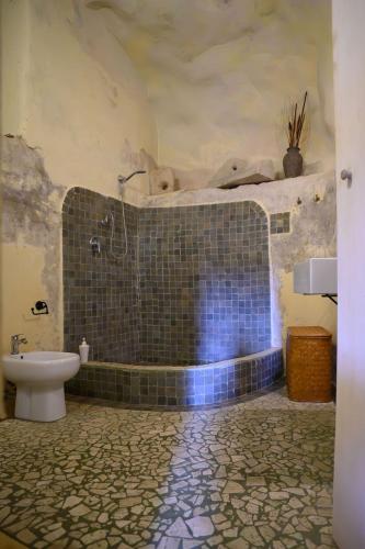 a bathroom with a bath tub and a toilet at Loft in cisterna romana in Amelia