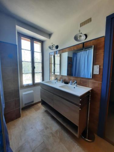 a bathroom with a sink and a mirror at l'Estagnol in Ansouis