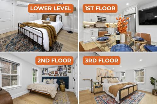 a collage of four pictures of a bedroom at North End Entire House in Boston
