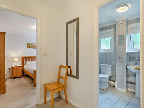 a bathroom with a toilet and a sink and a mirror at 2 Bed in Saltash oc-95642 in Wotter
