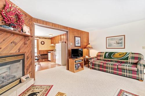 a living room with a couch and a fireplace at Cleerwood Village #252 in Eagle River