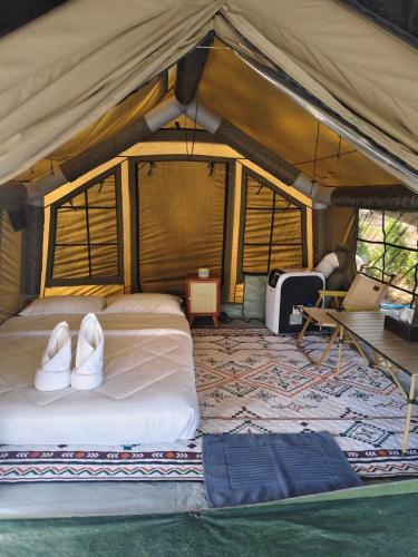 a bedroom with a bed in a tent at Koala Glamping Krabi in Krabi