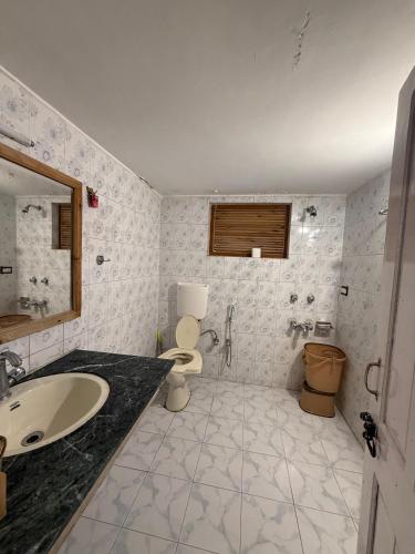 a bathroom with a sink and a toilet at Hotel king palace in Pahalgām