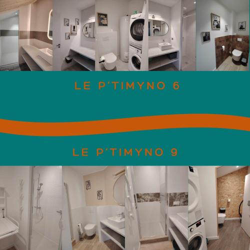 a room with a white bathroom with a mirror at Le p'timyno in Moncoutant