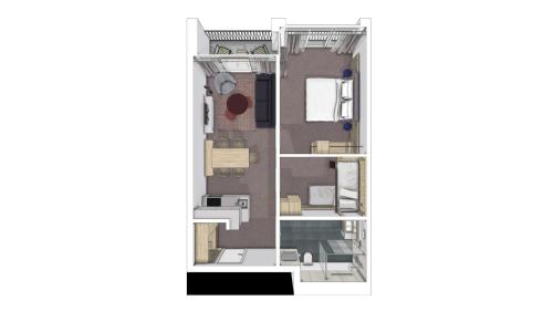a floor plan of a building with a room at Plavna Serviced Apartments in Scuol