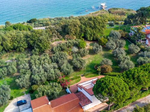 an aerial view of a house with trees and the ocean at Approdo in Ortona