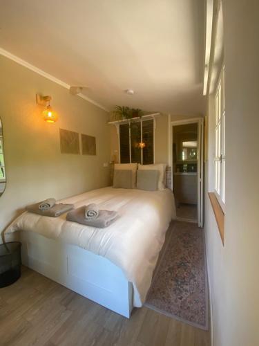 a bedroom with a large white bed in a room at Chambre & grande Terrasse Privées, Vue Montagne - Chalet Bella Rosa in Argein