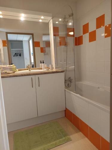 a bathroom with a tub and a sink and a shower at Cami del Canigou in Vernet-les-Bains