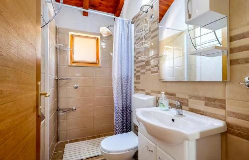 a bathroom with a sink and a toilet and a mirror at Villa Olive in Dol