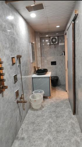 a bathroom with a toilet and a sink at Blueberry Premium Hotel in Greater Noida