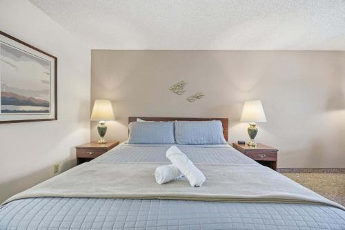 a bedroom with a large bed with two night stands at Eagle Motel Suite 226 in Manitou Springs