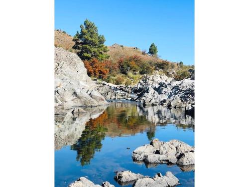a river with rocks and trees in the water at Huellas de Berna in Villa Berna