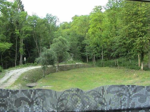 a view from a window of a field with trees at Mulino Baiar in Stregna