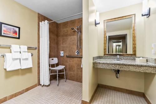 a bathroom with a sink and a shower at Comfort Suites El Paso West in Montoya