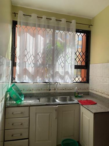 a kitchen with a sink and a window at Amboseli 2 in Mombasa
