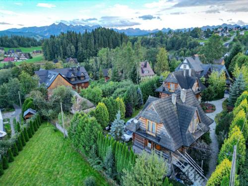 an aerial view of a large house with trees at Willa Anna Bukowina Jacuzzi & Sauna in Bukowina Tatrzańska
