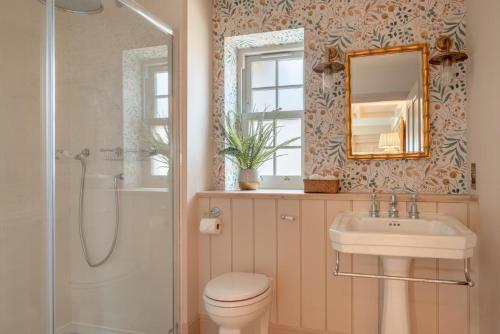a bathroom with a toilet and a sink and a mirror at 3 Bed in Wittersham oc-m27683 in Wittersham