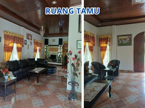 a living room with a couch and a table at Prima Homestay Tuktuk in Sinapuran