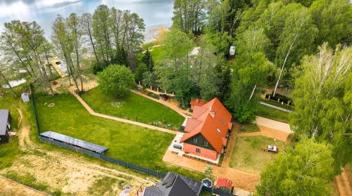 an aerial view of a house with a yard at Rudziaszka in Otole