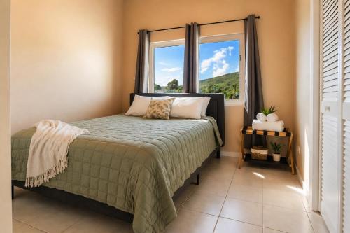 a bedroom with a bed and a large window at Southside Serenity of St Croix in Christiansted