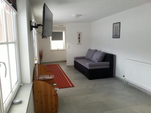 a living room with a couch and a television at Apartment Lochner Piesendorf-Walchen in Piesendorf