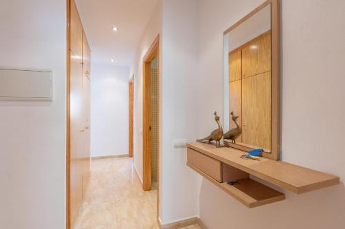 a bathroom with a sink and a mirror on the wall at ELS BALADRES in Deltebre