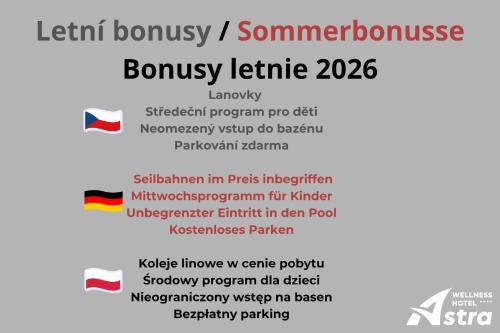 a flyer for the berlin bonney legitimate at Wellness Hotel Astra in Špindlerův Mlýn