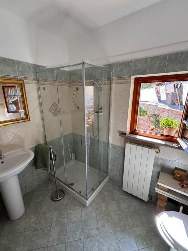 a bathroom with a shower and a sink at Dimora Rosé in Crespina