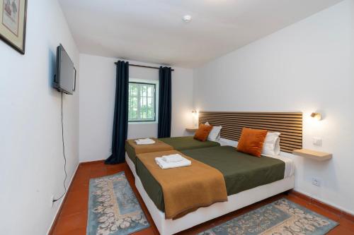 a bedroom with a large bed and a television at Quinta da Torre in Torre