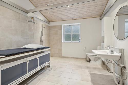 a bathroom with a sink and a toilet at Pool House With Space For Relaxation in Bording Stationsby