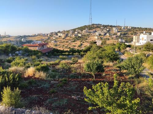 a town on a hill with trees and buildings at The Mountain Village View اطلالة الجبل in ‘Ibbīn