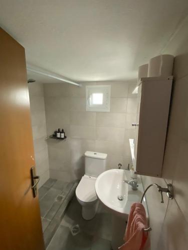 a bathroom with a toilet and a sink at Apostolis Seaside Living in Olympiada