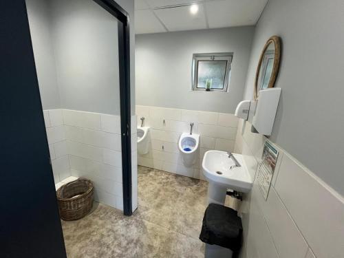 a bathroom with a toilet and a sink and a urinal at triDOMESFRANCE in Saverne