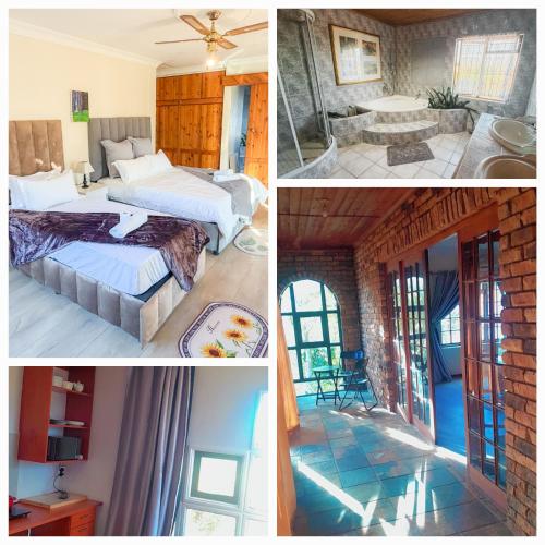 a collage of four pictures of a hotel room at Foodong Accommodation in Worcester