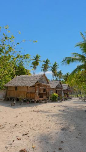 a group of houses on a beach with palm trees at Sau Baryam in Fam