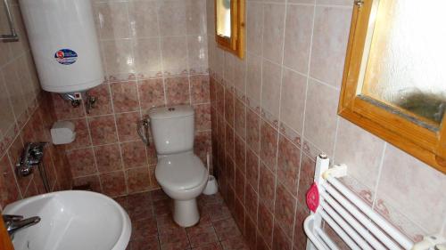 ein kleines Bad mit WC und Waschbecken in der Unterkunft BUNGALOWS SKI PISTA Govedarci in Govedartsi