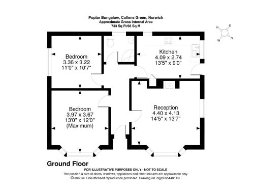 a plan of the ground floor of a building at Poplar Bungalow in Lyng